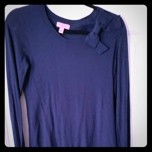 lilly pulitzer navy blue sweater bow shoulder